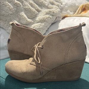 Mad Love Beige Wedge Ankle Shoes